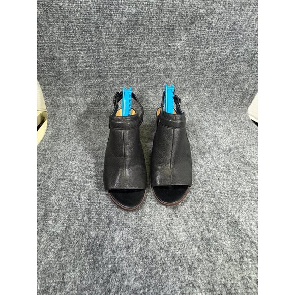 Franco Sarto Harlet Women’s 9M Heels Black Leather Open-Toe Slingback - Picture 12 of 16